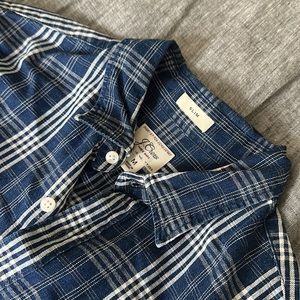 J.Crew Slim Rustic Twill Shirt in Indigo Plaid size M